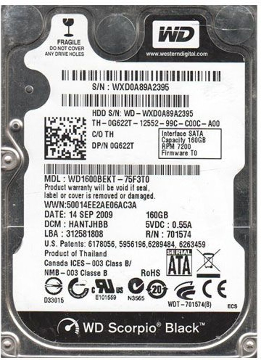 Western Digital WD1600BEKT | HDD | SATA | 160GB | 2.5 